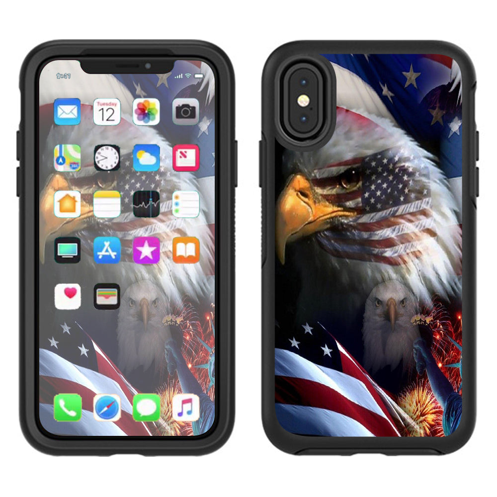  Usa Bald Eagle In Flag Otterbox Defender Apple iPhone X Skin