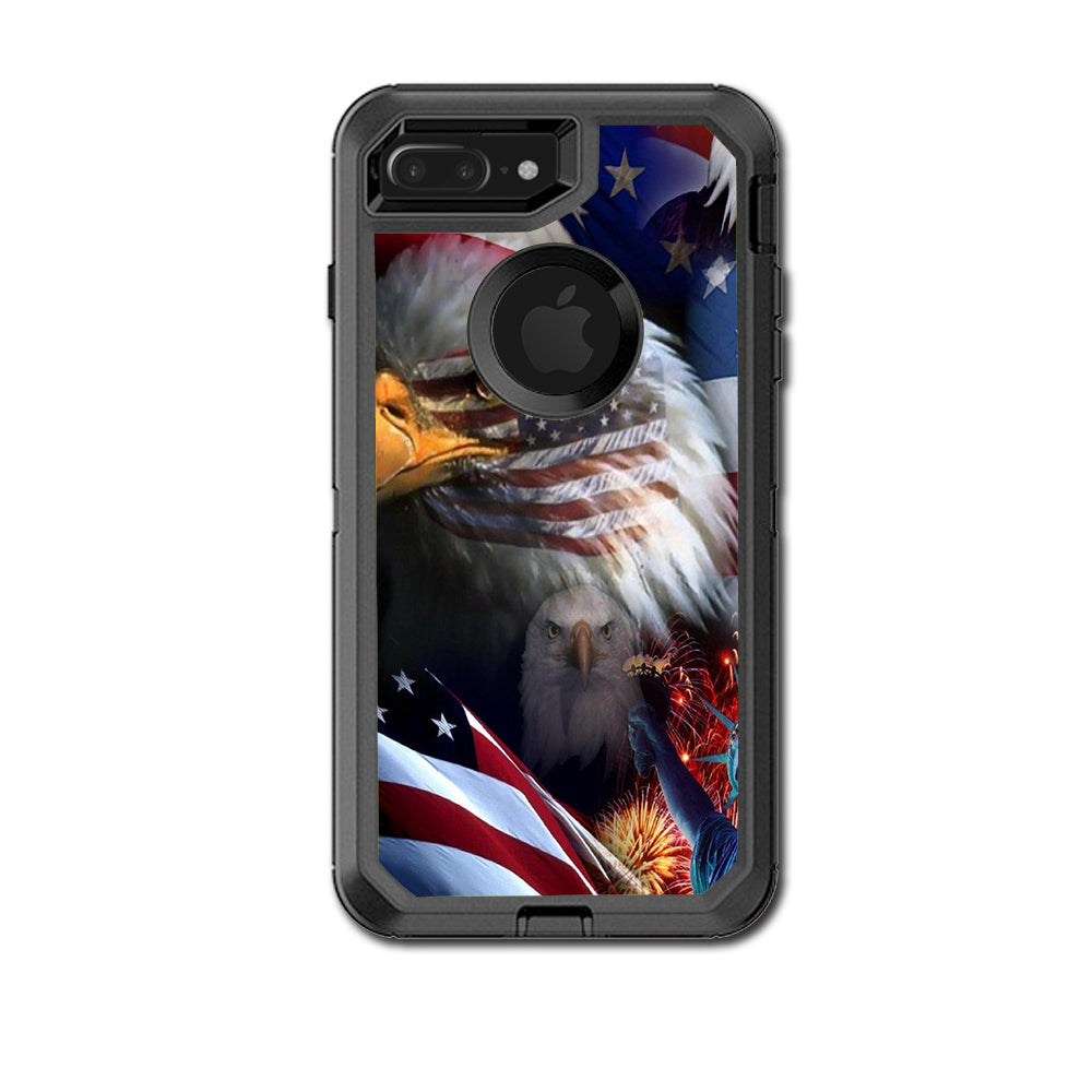 Usa Bald Eagle In Flag Otterbox Defender iPhone 7+ Plus or iPhone 8+ Plus Skin