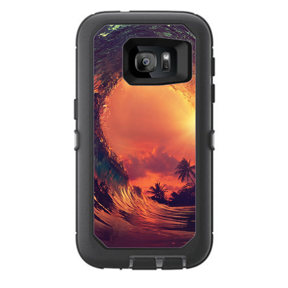  Sunset Through A Tube, Barrel Ride Otterbox Defender Samsung Galaxy S7 Skin