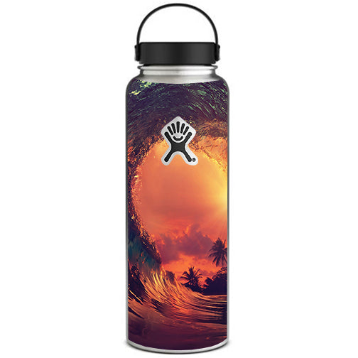  Sunset Through A Tube, Barrel Ride Hydroflask 40oz Wide Mouth Skin
