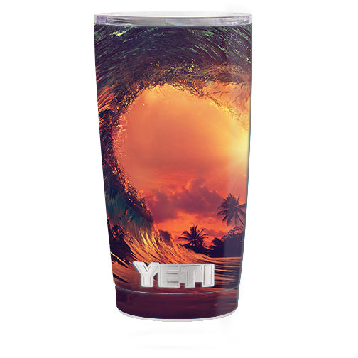  Sunset Through A Tube, Barrel Ride Yeti 20oz Rambler Tumbler Skin