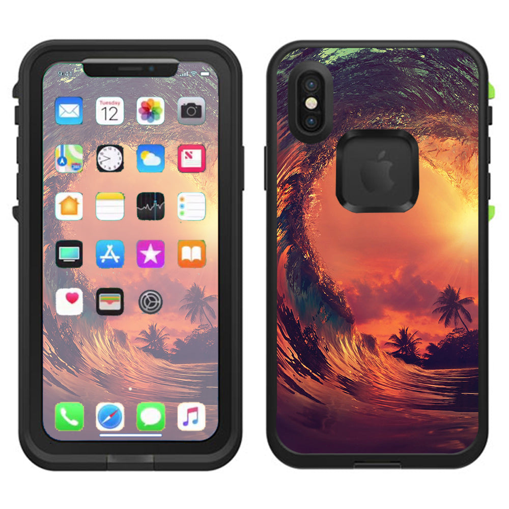  Sunset Through A Tube, Barrel Ride Lifeproof Fre Case iPhone X Skin