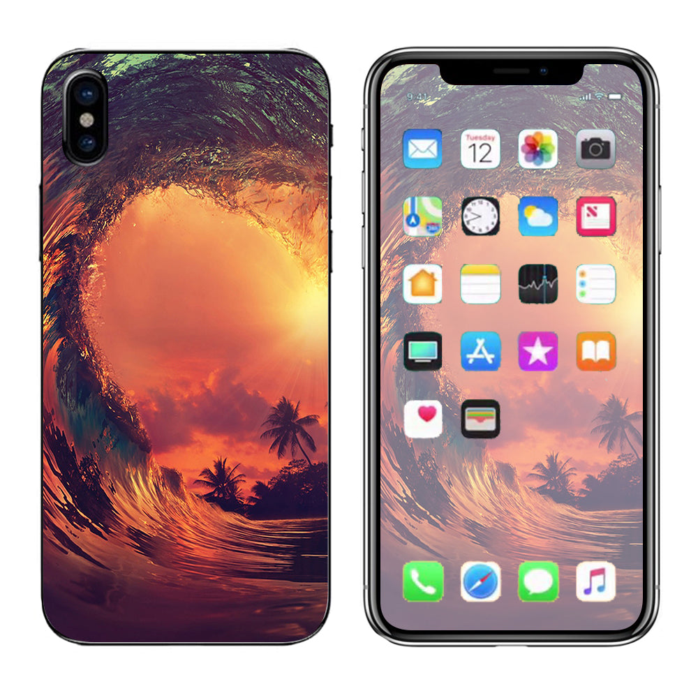  Sunset Through A Tube, Barrel Ride Apple iPhone X Skin