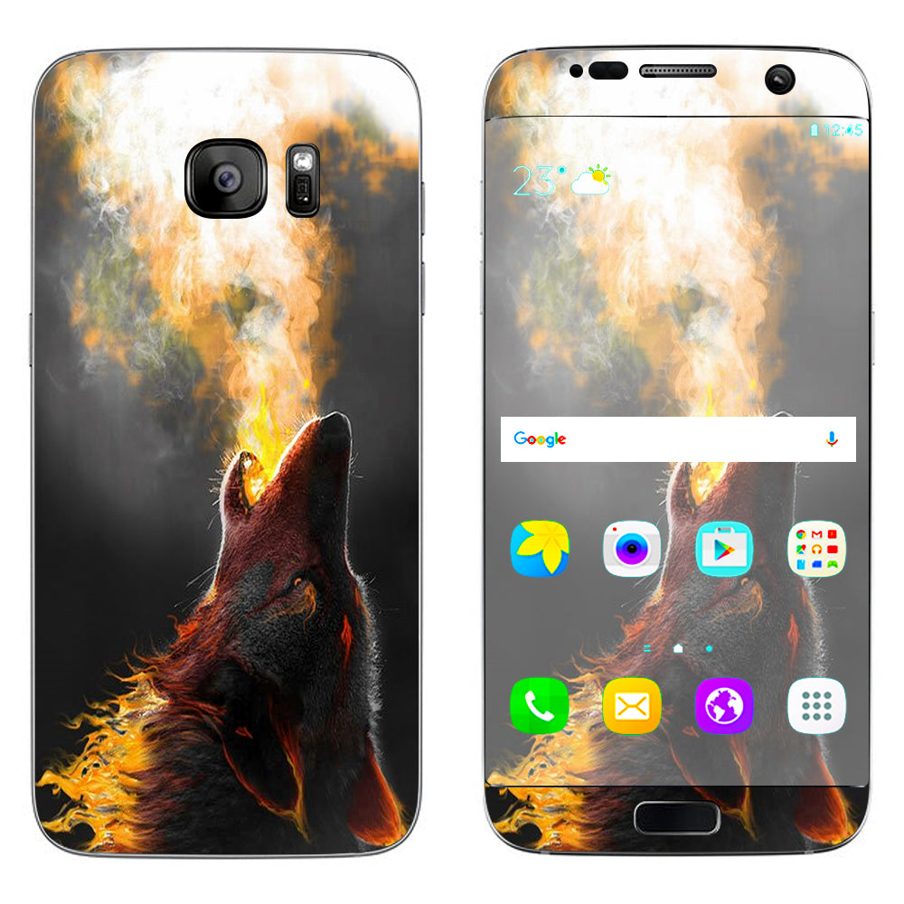  Wolf Howling At Moon Samsung Galaxy S7 Edge Skin