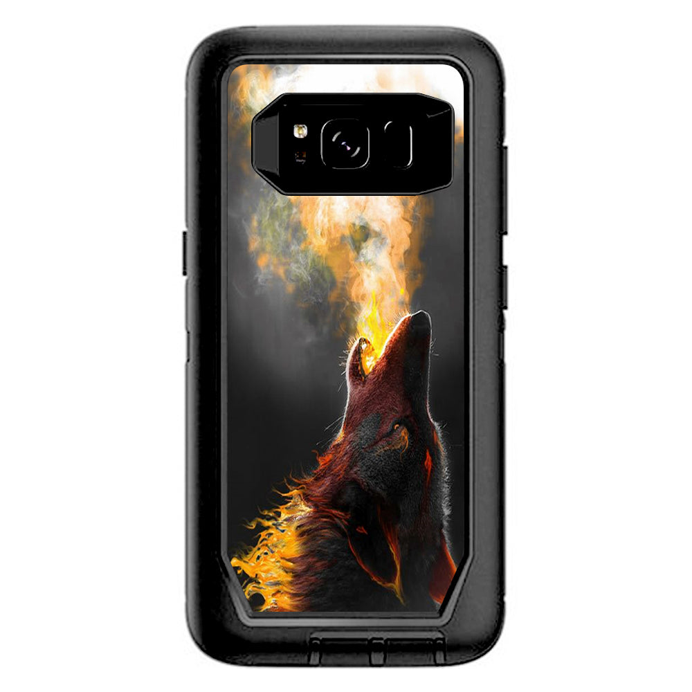  Wolf Howling At Moon Otterbox Defender Samsung Galaxy S8 Skin