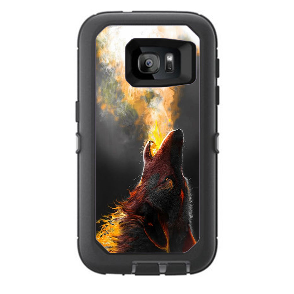  Wolf Howling At Moon Otterbox Defender Samsung Galaxy S7 Skin