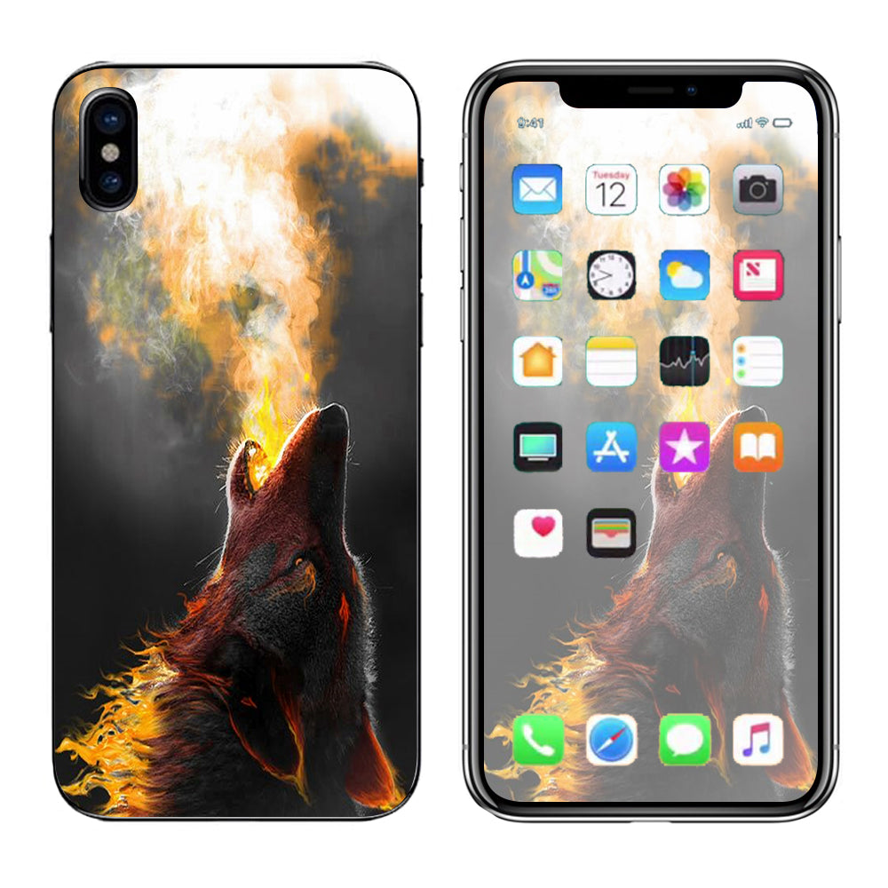  Wolf Howling At Moon Apple iPhone X Skin