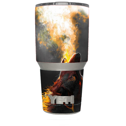  Wolf Howling At Moon Yeti 30oz Rambler Tumbler Skin