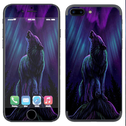 Wolf In Glowing Purple Background Apple  iPhone 7+ Plus / iPhone 8+ Plus Skin