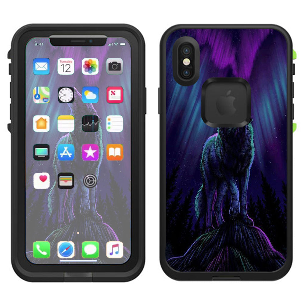  Wolf In Glowing Purple Background Lifeproof Fre Case iPhone X Skin
