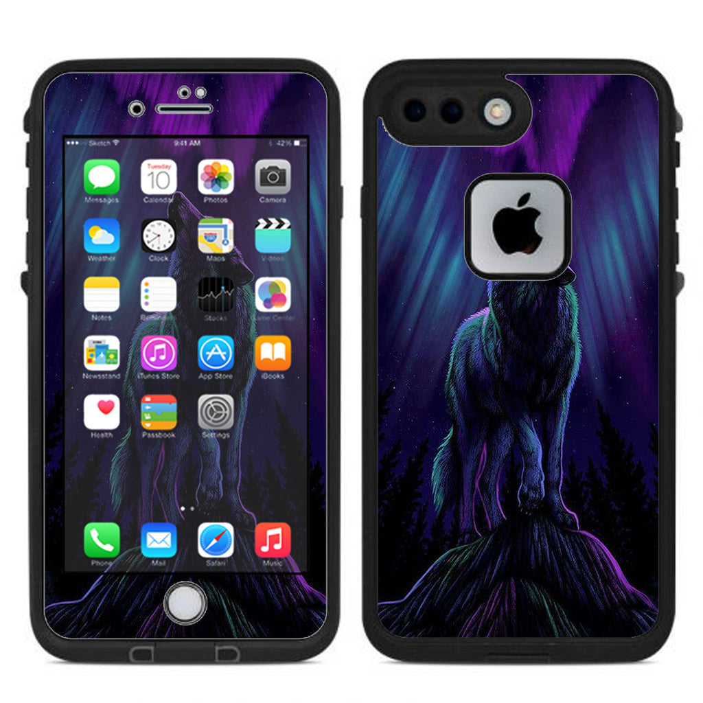  Wolf In Glowing Purple Background Lifeproof Fre iPhone 7 Plus or iPhone 8 Plus Skin