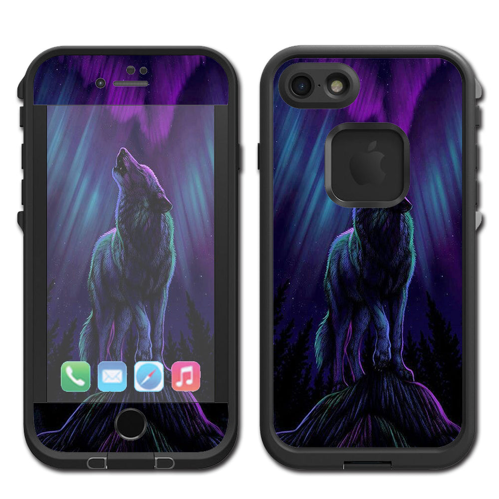  Wolf In Glowing Purple Background Lifeproof Fre iPhone 7 or iPhone 8 Skin