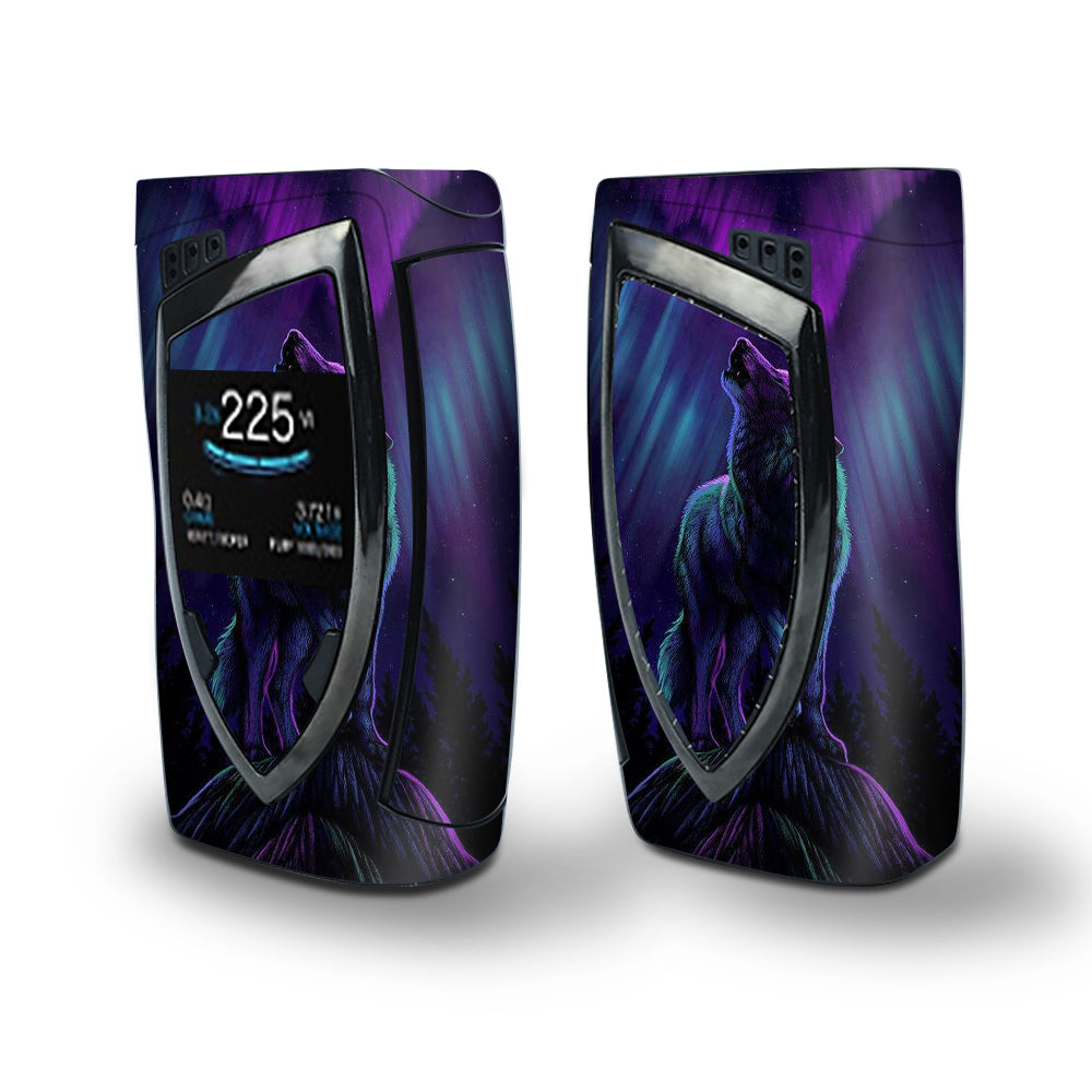 Skin Decal Vinyl Wrap for Smok Devilkin Kit 225w Vape (includes TFV12 Prince Tank Skins) skins cover/ Wolf in glowing purple background