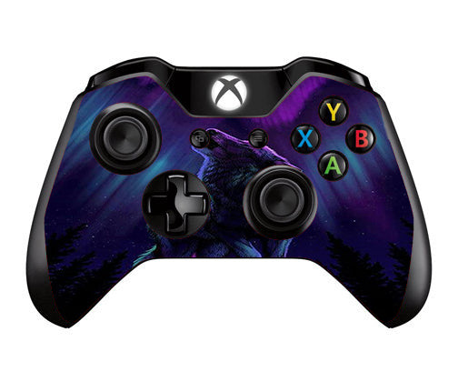  Wolf In Glowing Purple Background Microsoft Xbox One Controller Skin
