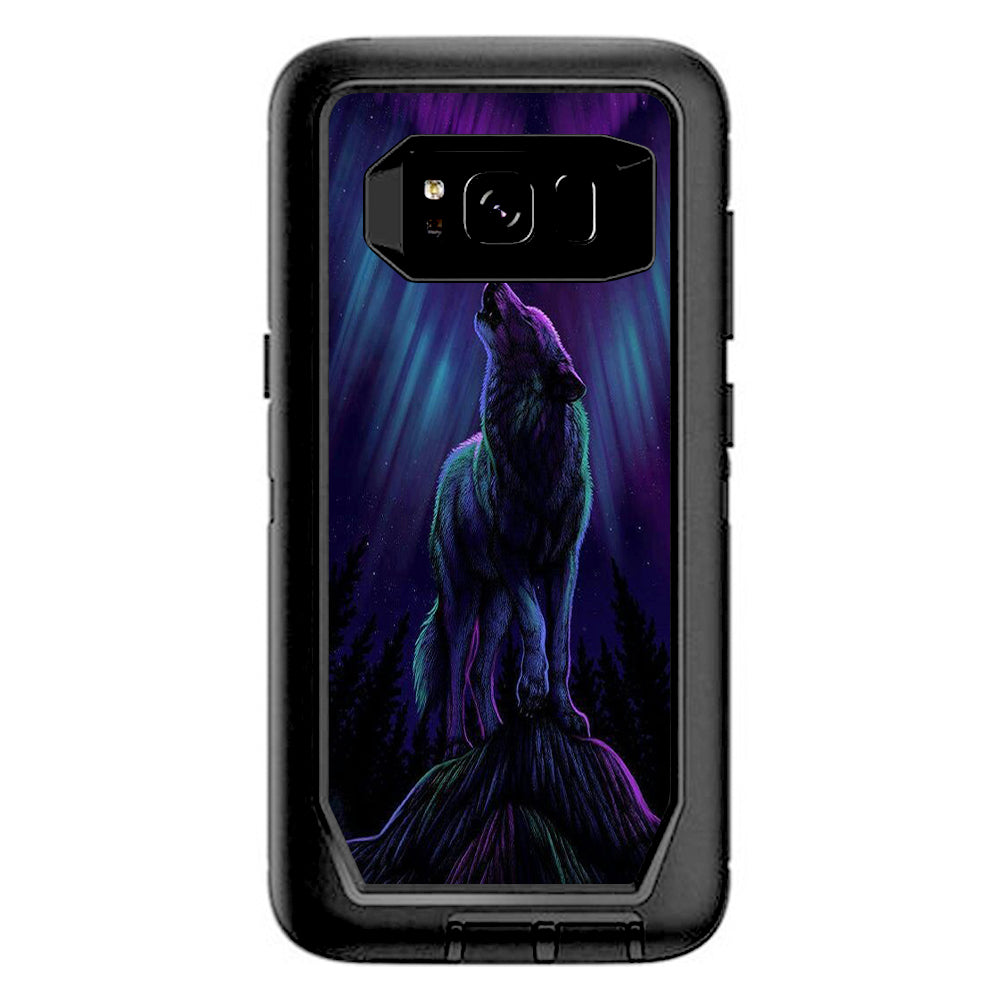  Wolf In Glowing Purple Background Otterbox Defender Samsung Galaxy S8 Skin