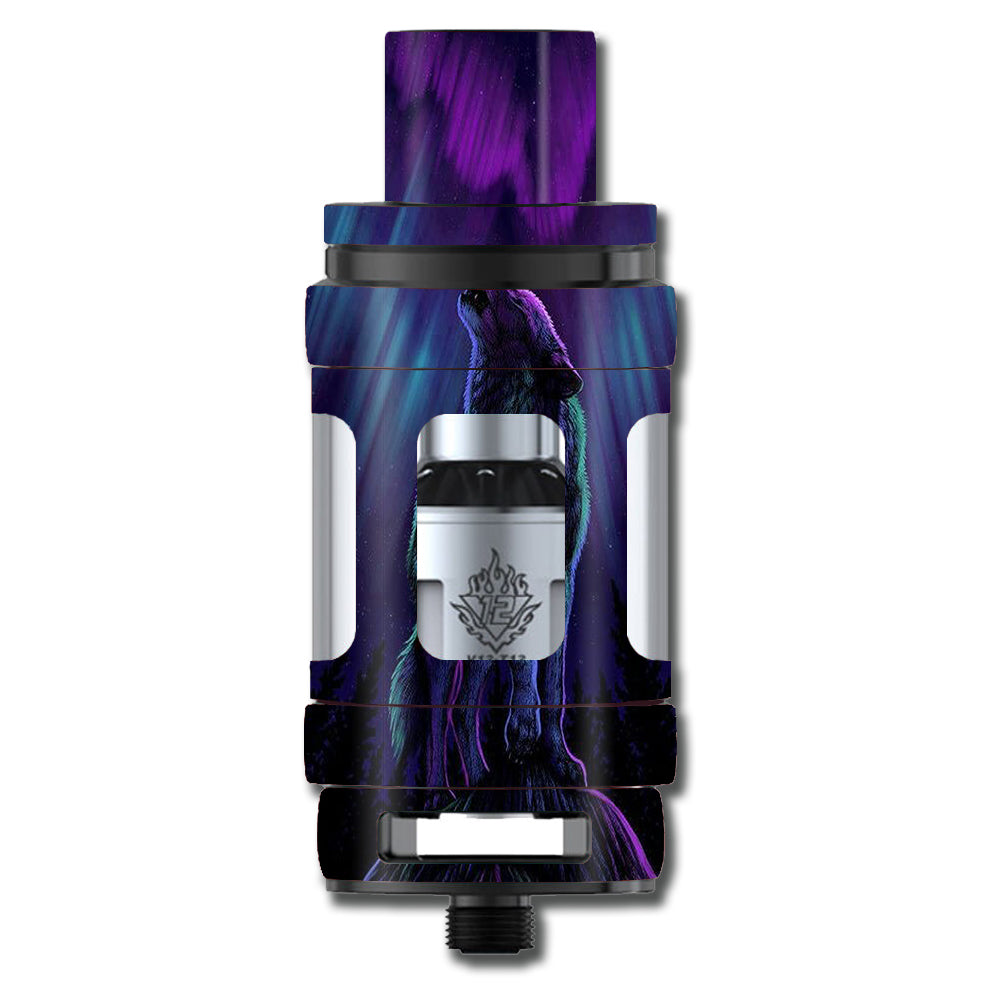  Wolf In Glowing Purple Background Smok TFV12 Tank Skin