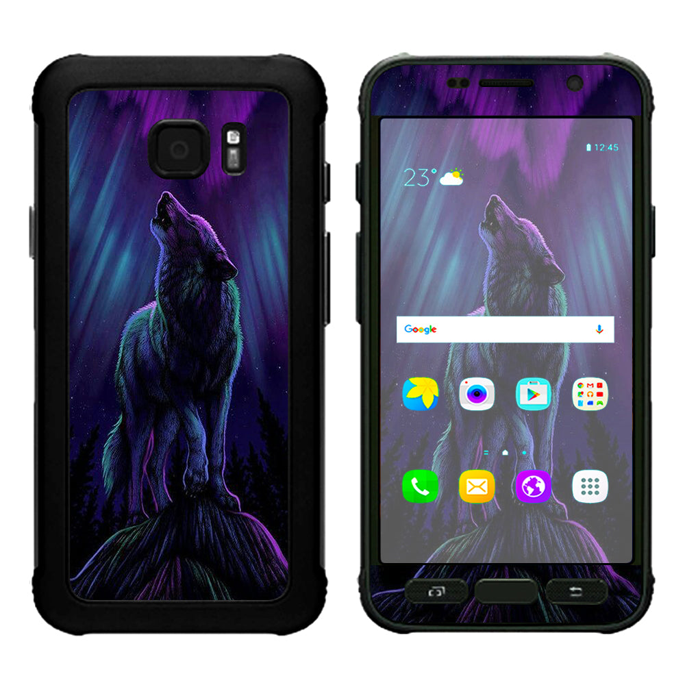  Wolf In Glowing Purple Background Samsung Galaxy S7 Active Skin