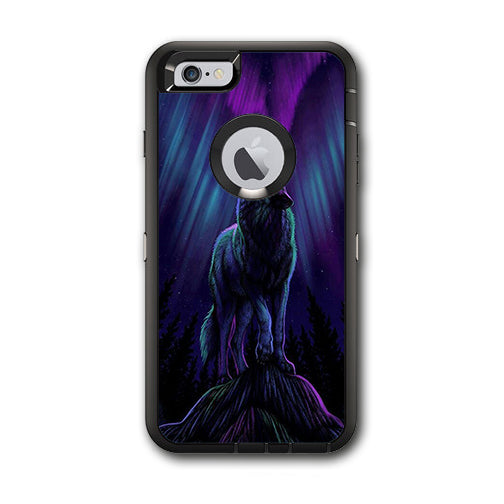  Wolf In Glowing Purple Background Otterbox Defender iPhone 6 PLUS Skin