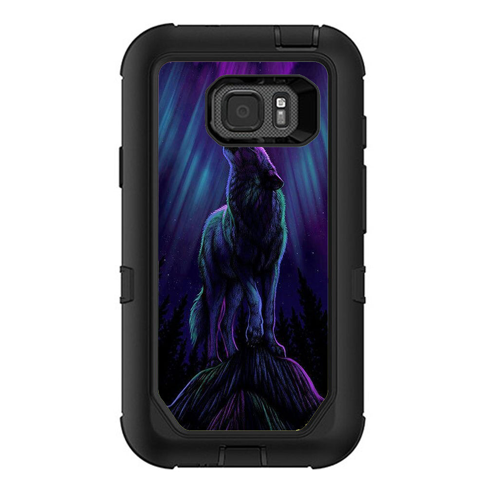  Wolf In Glowing Purple Background Otterbox Defender Samsung Galaxy S7 Active Skin