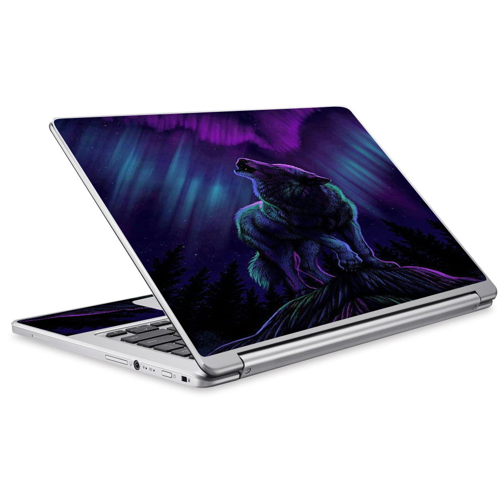  Wolf In Glowing Purple Background Acer Chromebook R13 Skin