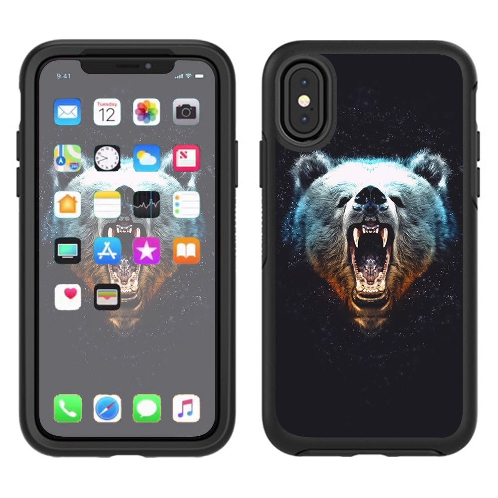  Growling Bear Head Otterbox Defender Apple iPhone X Skin