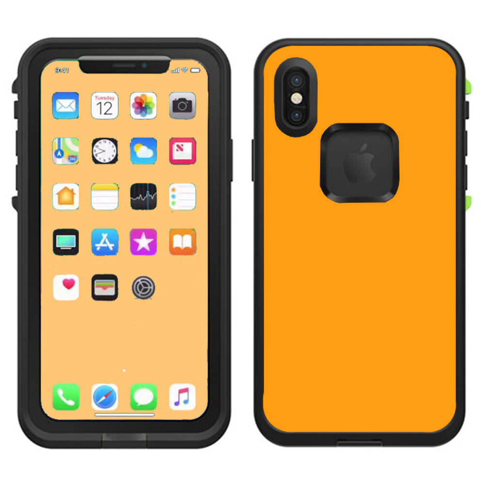  Solid Orange Lifeproof Fre Case iPhone X Skin