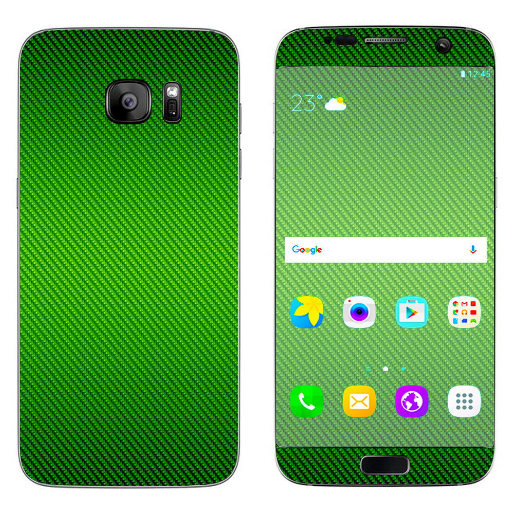  Lime Green Carbon Fiber Graphite Samsung Galaxy S7 Edge Skin