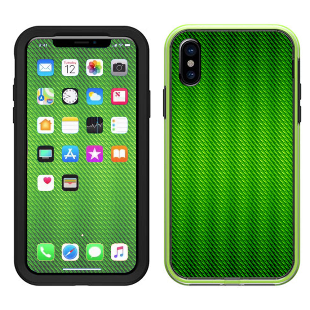  Lime Green Carbon Fiber Graphite Lifeproof Slam Case iPhone X Skin