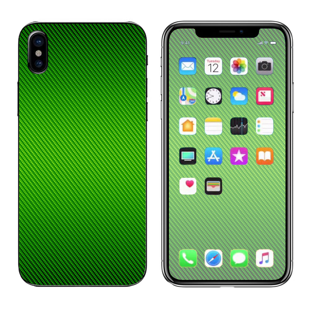 Lime Green Carbon Fiber Graphite Apple iPhone X Skin