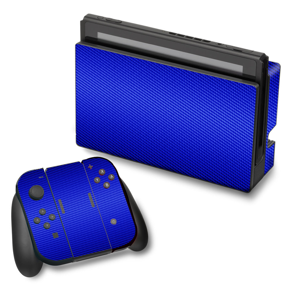  Blue Carbon Fiber Graphite Nintendo Switch Skin