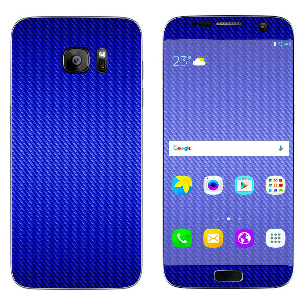  Blue Carbon Fiber Graphite Samsung Galaxy S7 Edge Skin