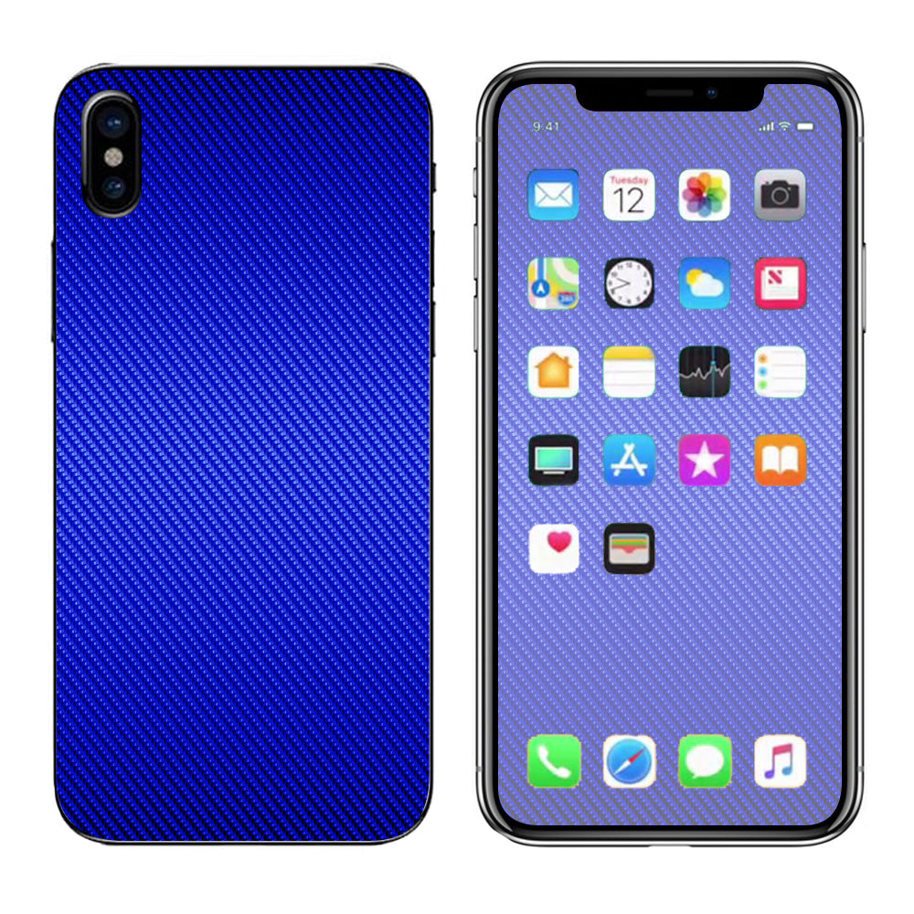  Blue Carbon Fiber Graphite Apple iPhone X Skin