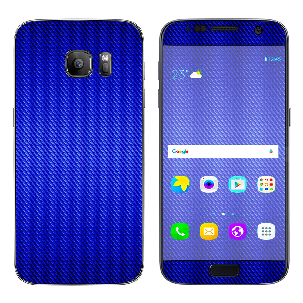  Blue Carbon Fiber Graphite Samsung Galaxy S7 Skin