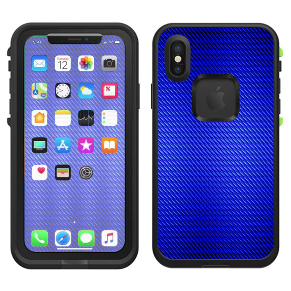  Blue Carbon Fiber Graphite Lifeproof Fre Case iPhone X Skin