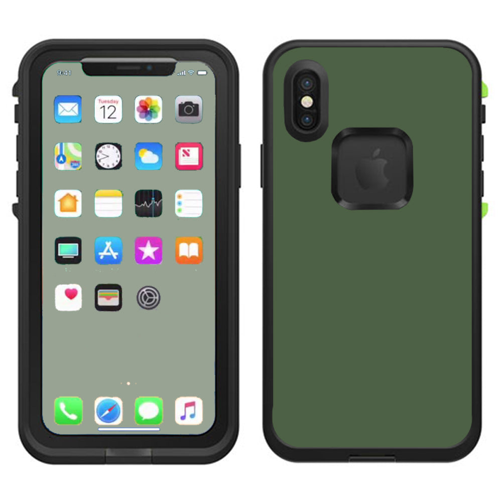 Solid Olive Green Lifeproof Fre Case iPhone X Skin