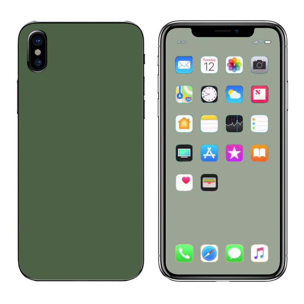  Solid Olive Green Apple iPhone X Skin