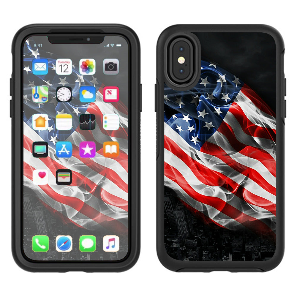  American Flag Waving Otterbox Defender Apple iPhone X Skin