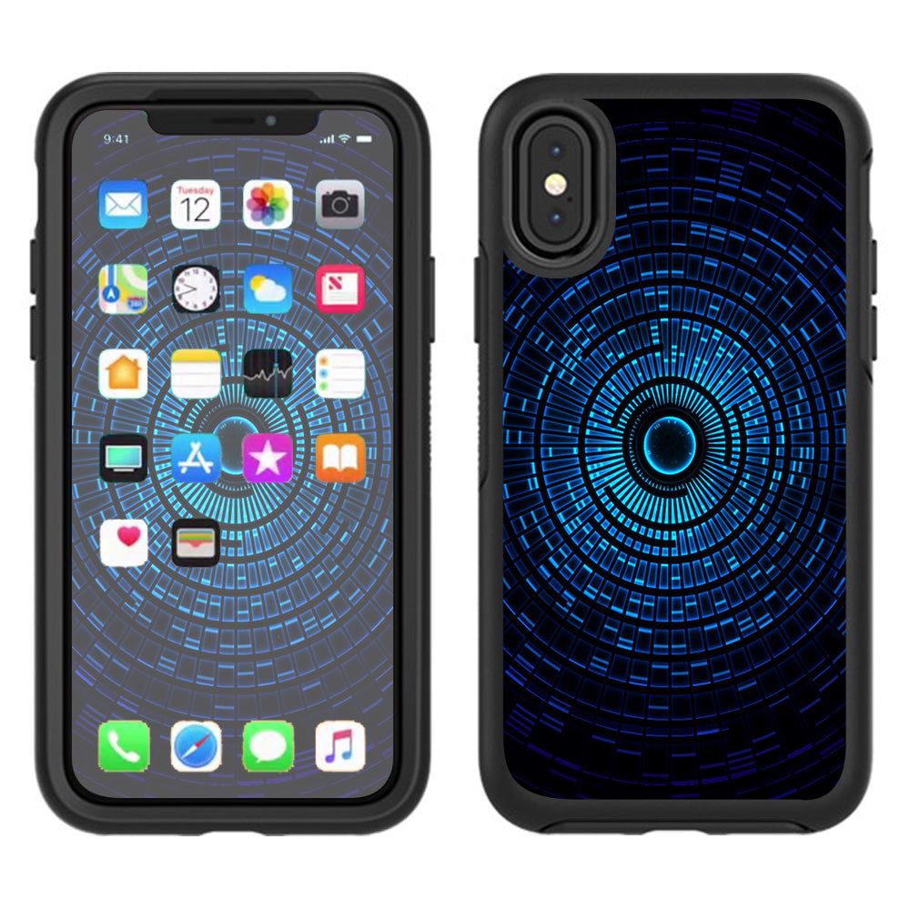  Abstract Blue Vortex Otterbox Defender Apple iPhone X Skin