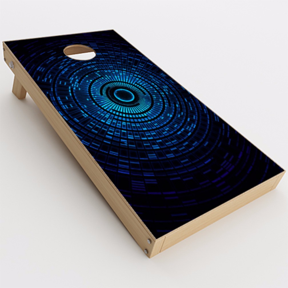  Abstract Blue Vortex Cornhole Game Boards  Skin