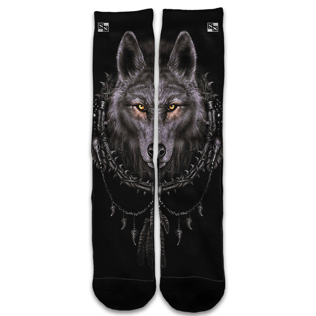  Wolf Dreamcatcher Back White Universal Socks