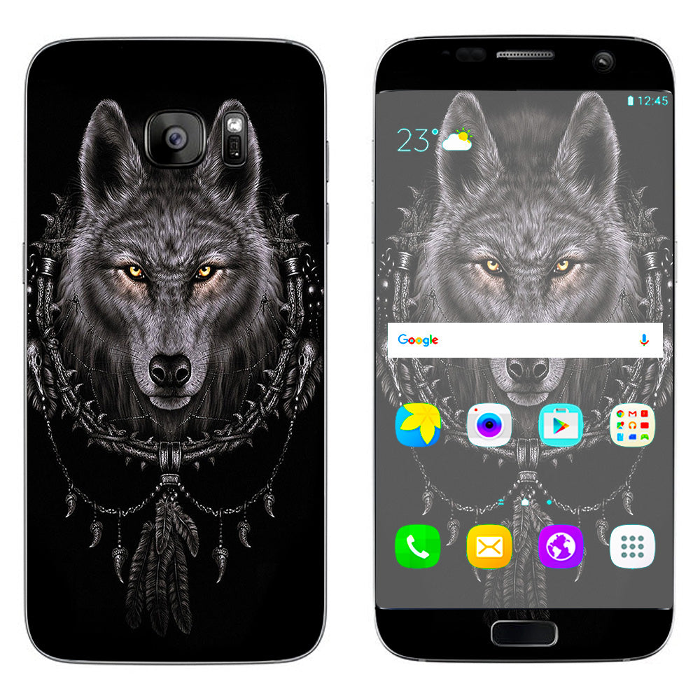  Wolf Dreamcatcher Back White Samsung Galaxy S7 Edge Skin