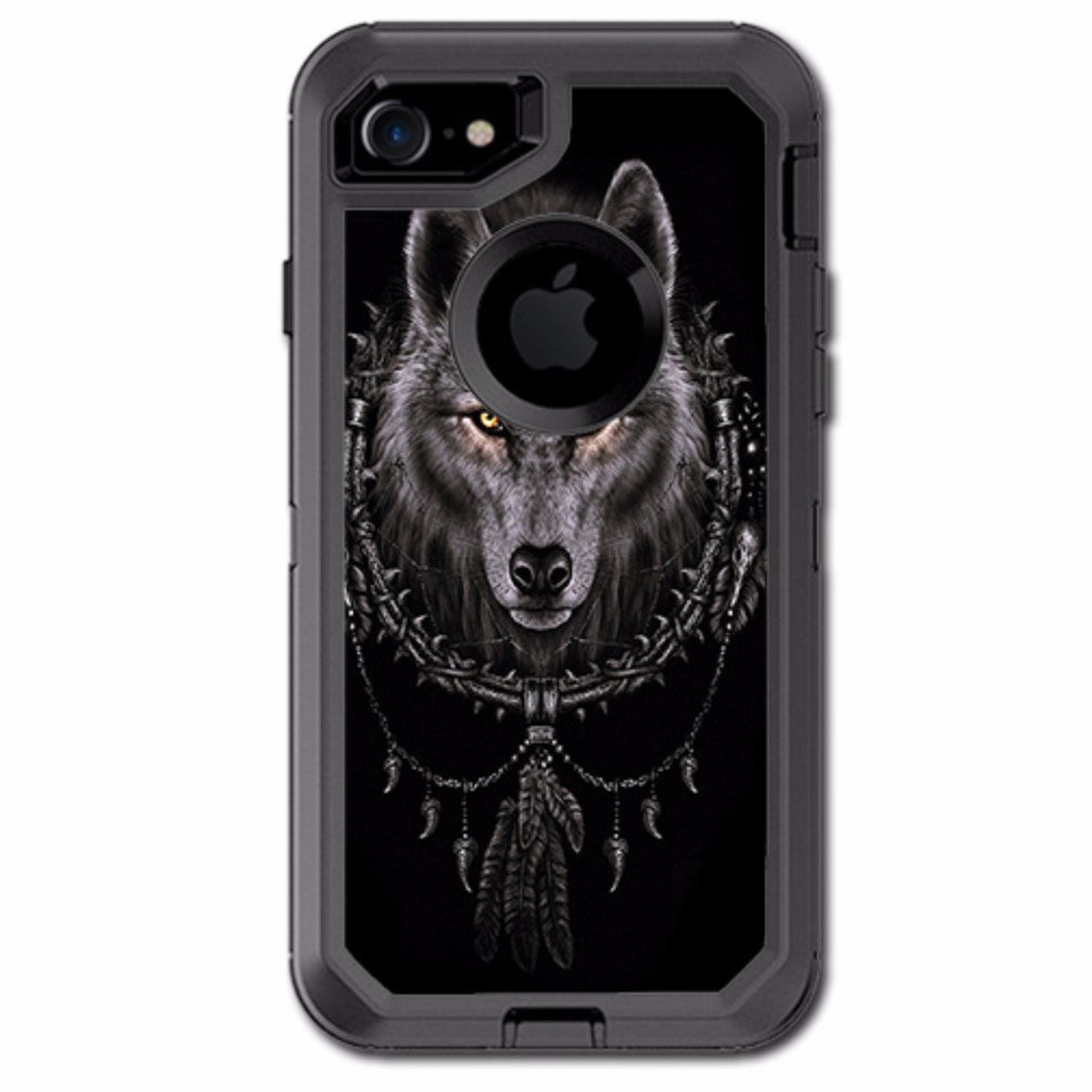 Wolf Dreamcatcher Back White Otterbox Defender iPhone 7 or iPhone 8 Skin