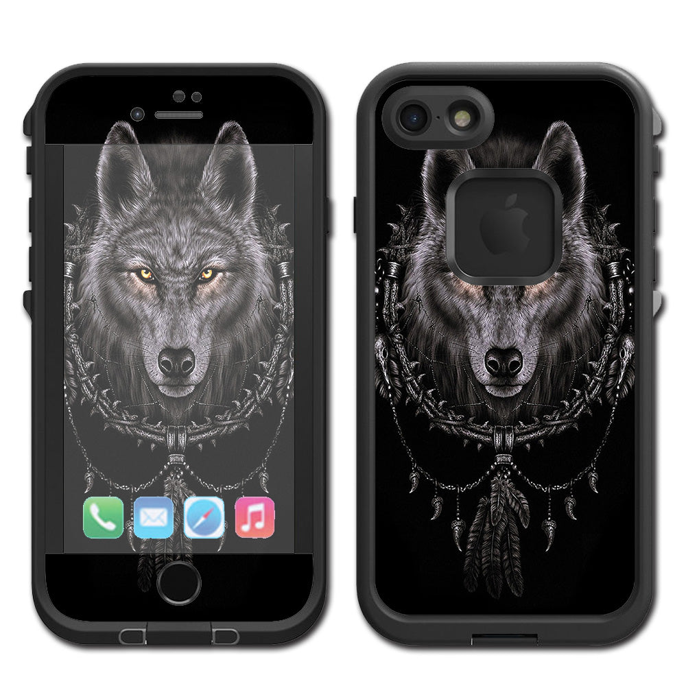  Wolf Dreamcatcher Back White Lifeproof Fre iPhone 7 or iPhone 8 Skin