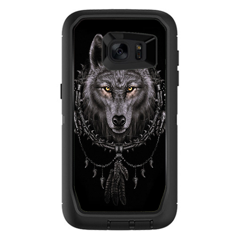  Wolf Dreamcatcher Back White Otterbox Defender Samsung Galaxy S7 Edge Skin