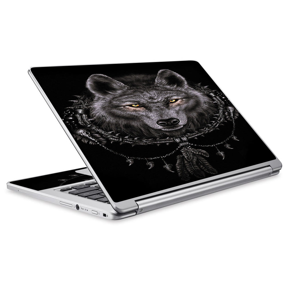  Wolf Dreamcatcher Back White Acer Chromebook R13 Skin