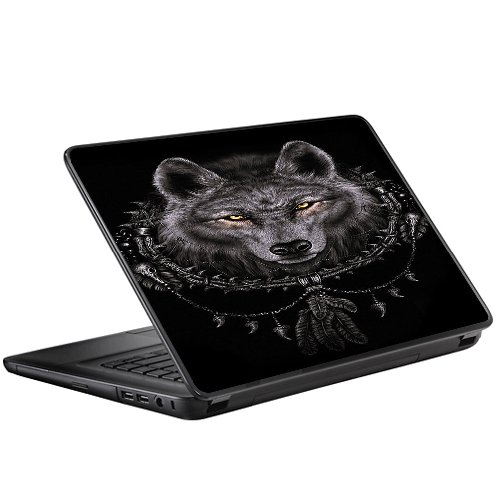  Wolf Dreamcatcher Back White Universal 13 to 16 inch wide laptop Skin