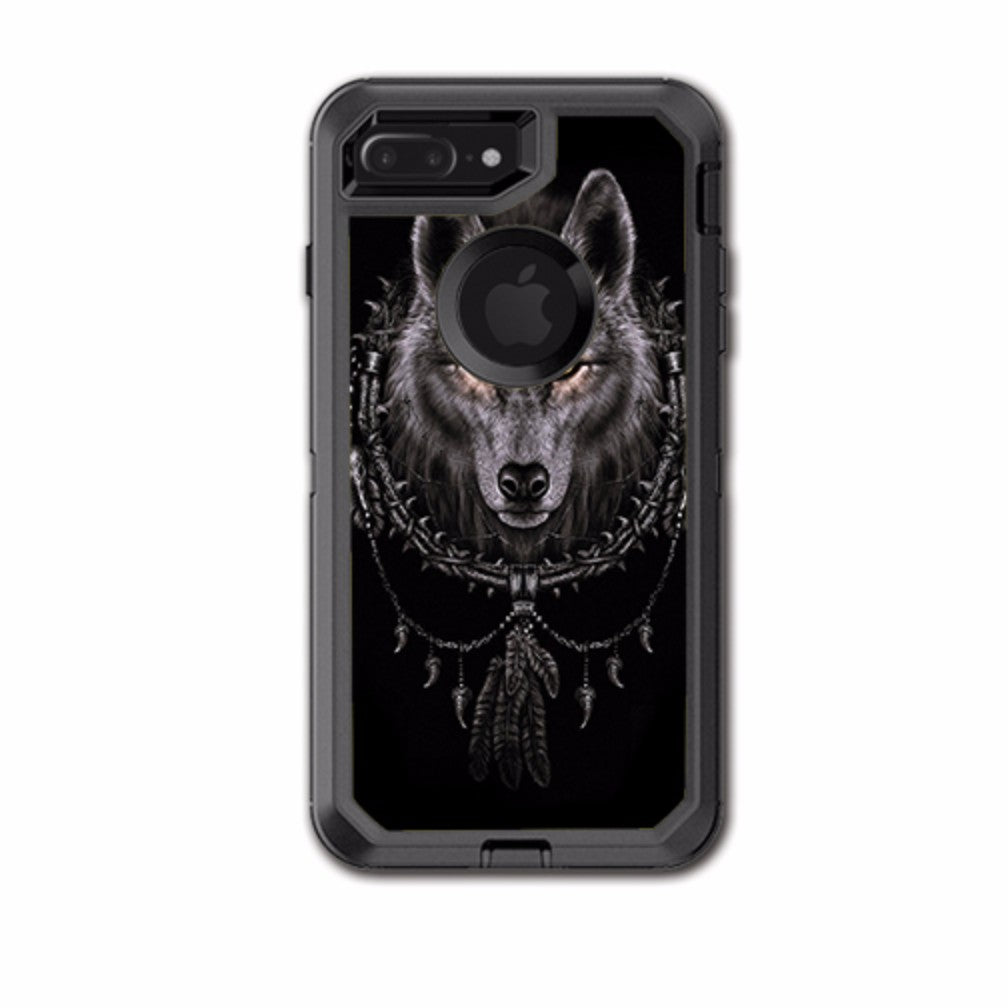  Wolf Dreamcatcher Back White Otterbox Defender iPhone 7+ Plus or iPhone 8+ Plus Skin