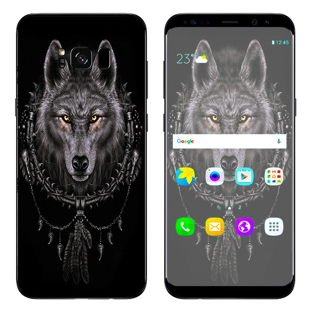  Wolf Dreamcatcher Back White Samsung Galaxy S8 Skin