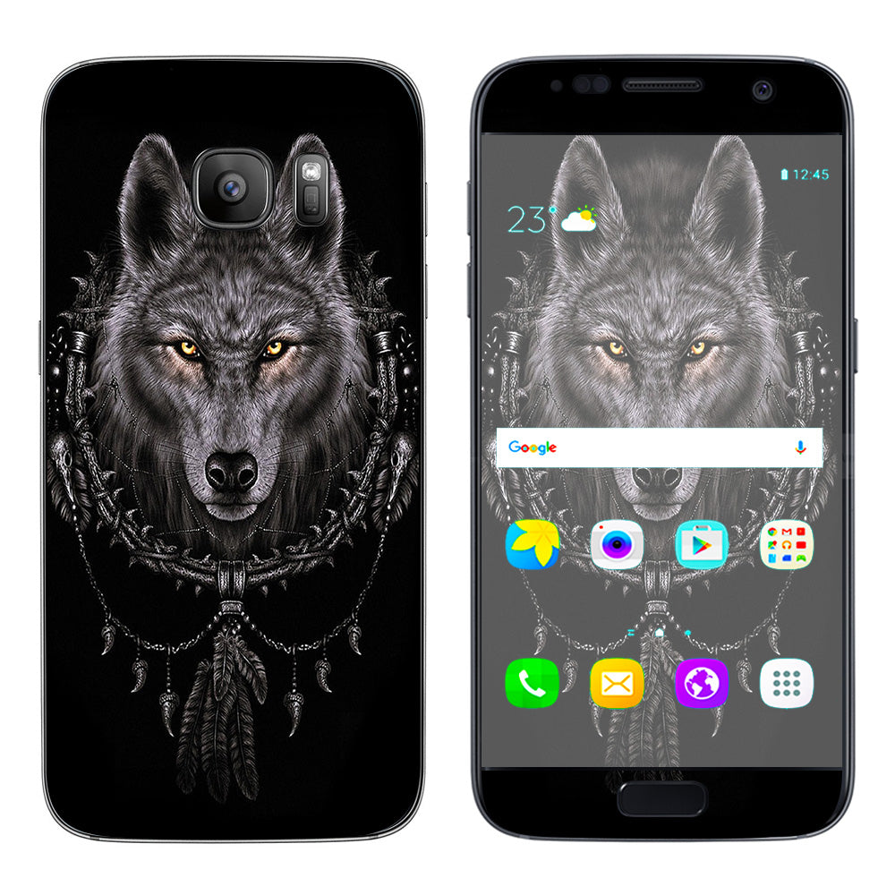  Wolf Dreamcatcher Back White Samsung Galaxy S7 Skin
