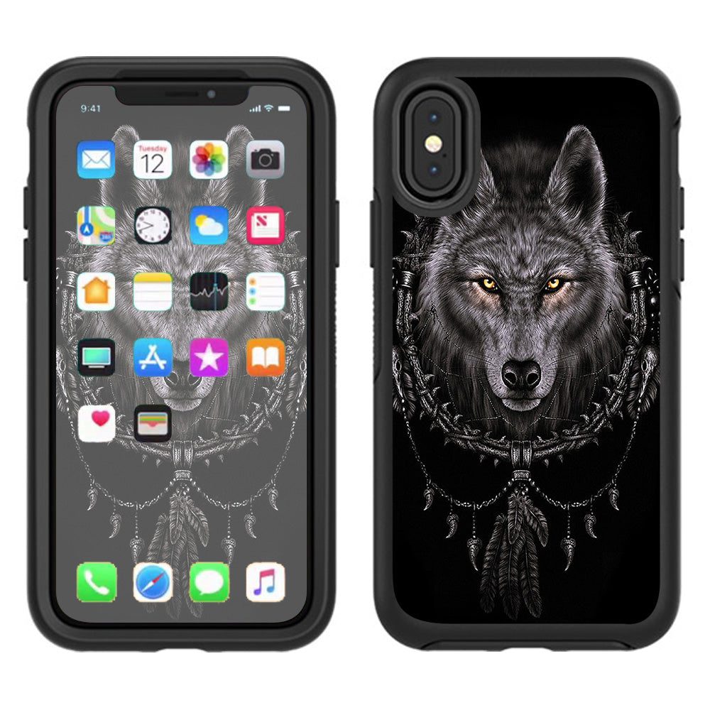  Wolf Dreamcatcher Back White Otterbox Defender Apple iPhone X Skin